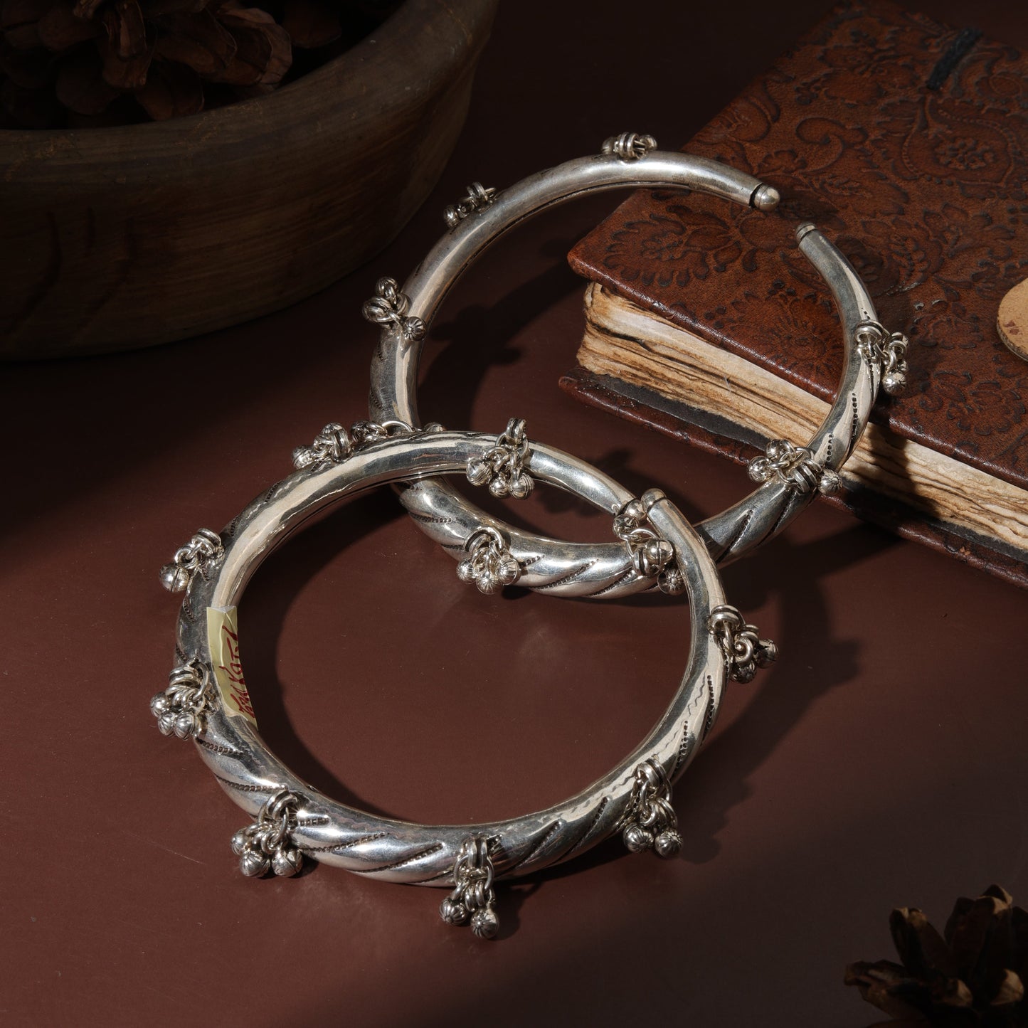 Sterling Silver Hollow Kada Ghungroo Antique Payal