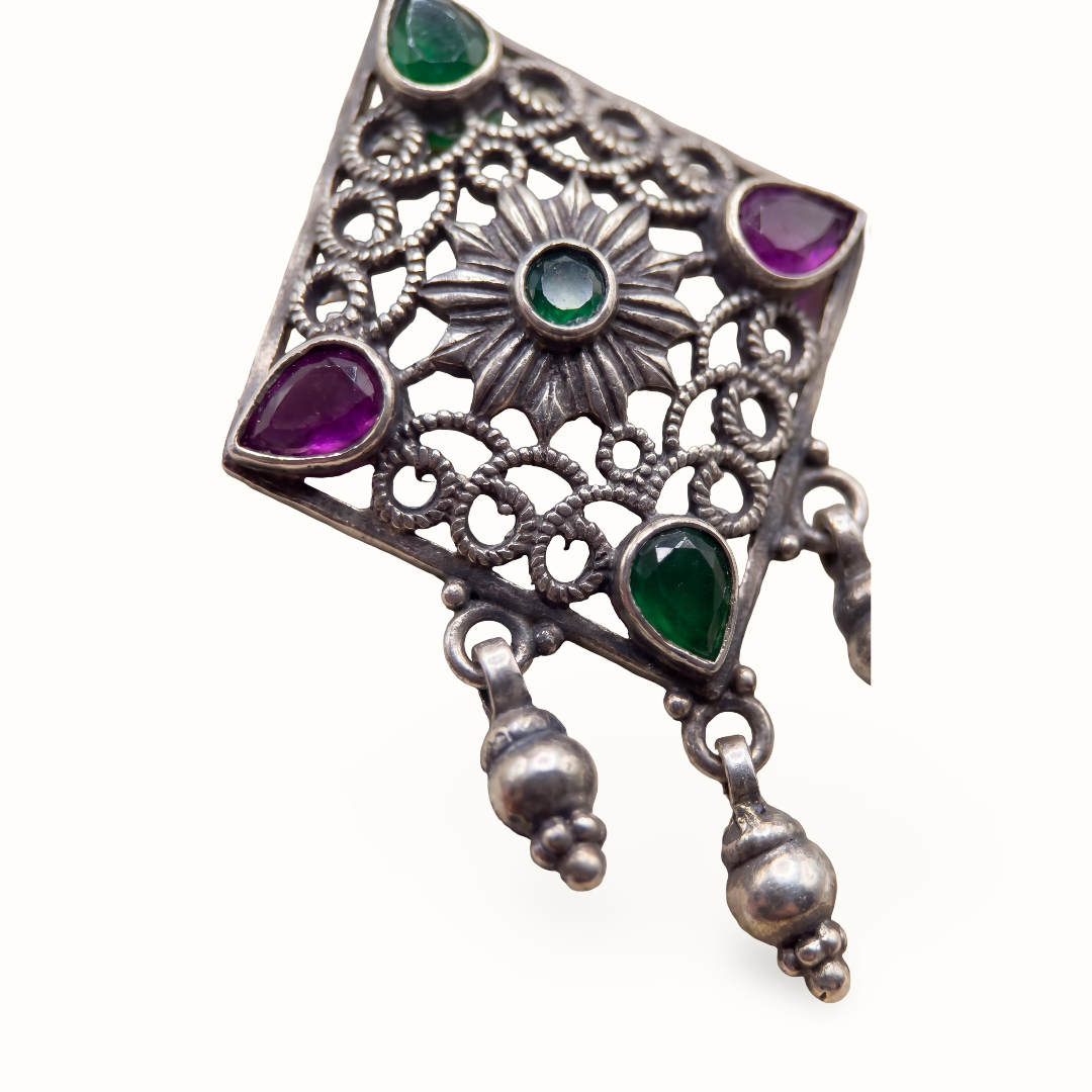 Kite Flight — Jali Kite Dangle Earrings in Oxidised Silver