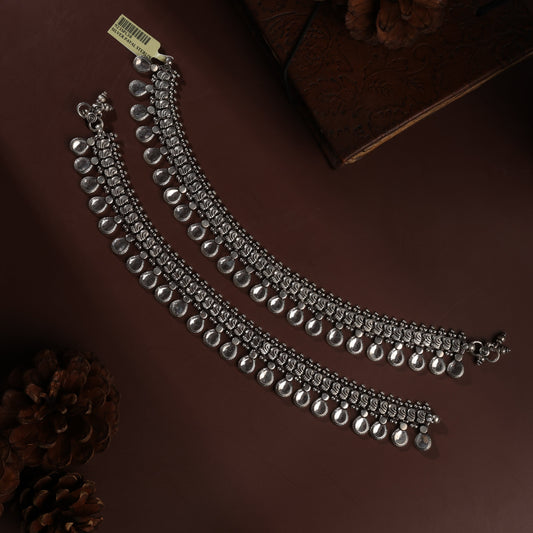 Sterling Silver Tear Drop Ratnagiri Antique Payal