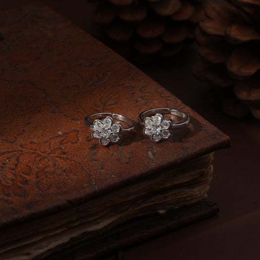 Sterling Silver Imported White Nakshatra Toe Ring