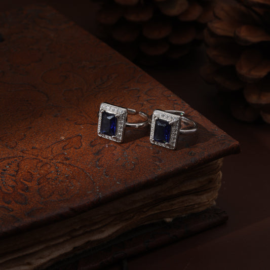 Sterling Silver Imported Mega Blue Rectangle Toe Ring