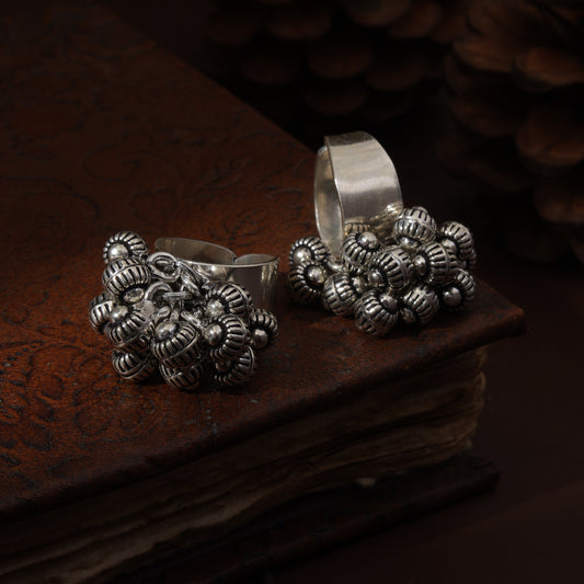 Sterling Silver Antique Ghungroo Toe Ring