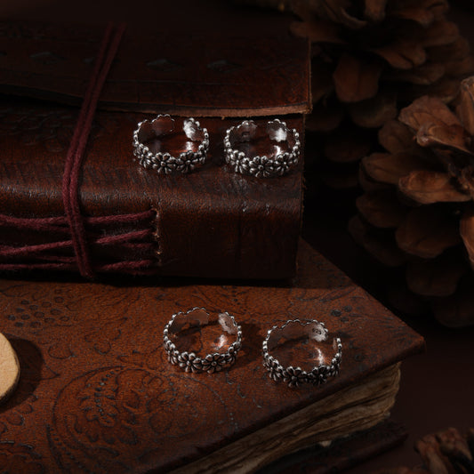 Sterling Silver Flower Band Toe Ring