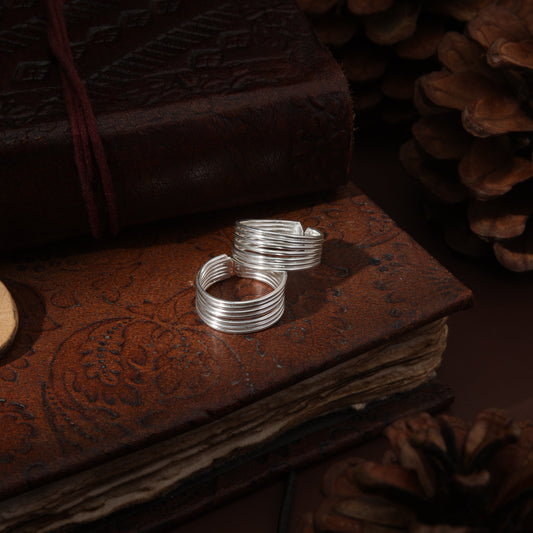 Sterling Silver Layers Band Toe Ring