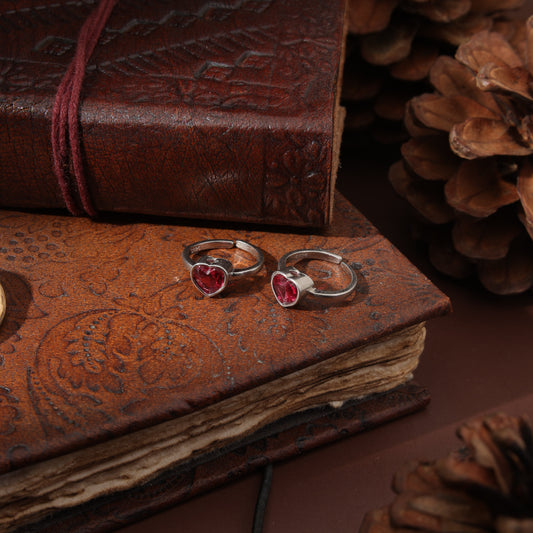 Sterling Silver Imported Red Heart Toe Ring
