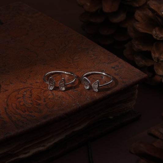 Sterling Silver Front Open Butterfly Toe Ring
