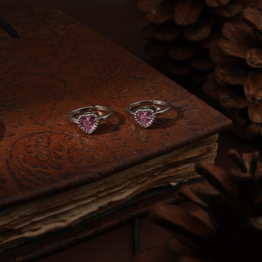 Sterling Silver Imported Pink Heart Toe Ring