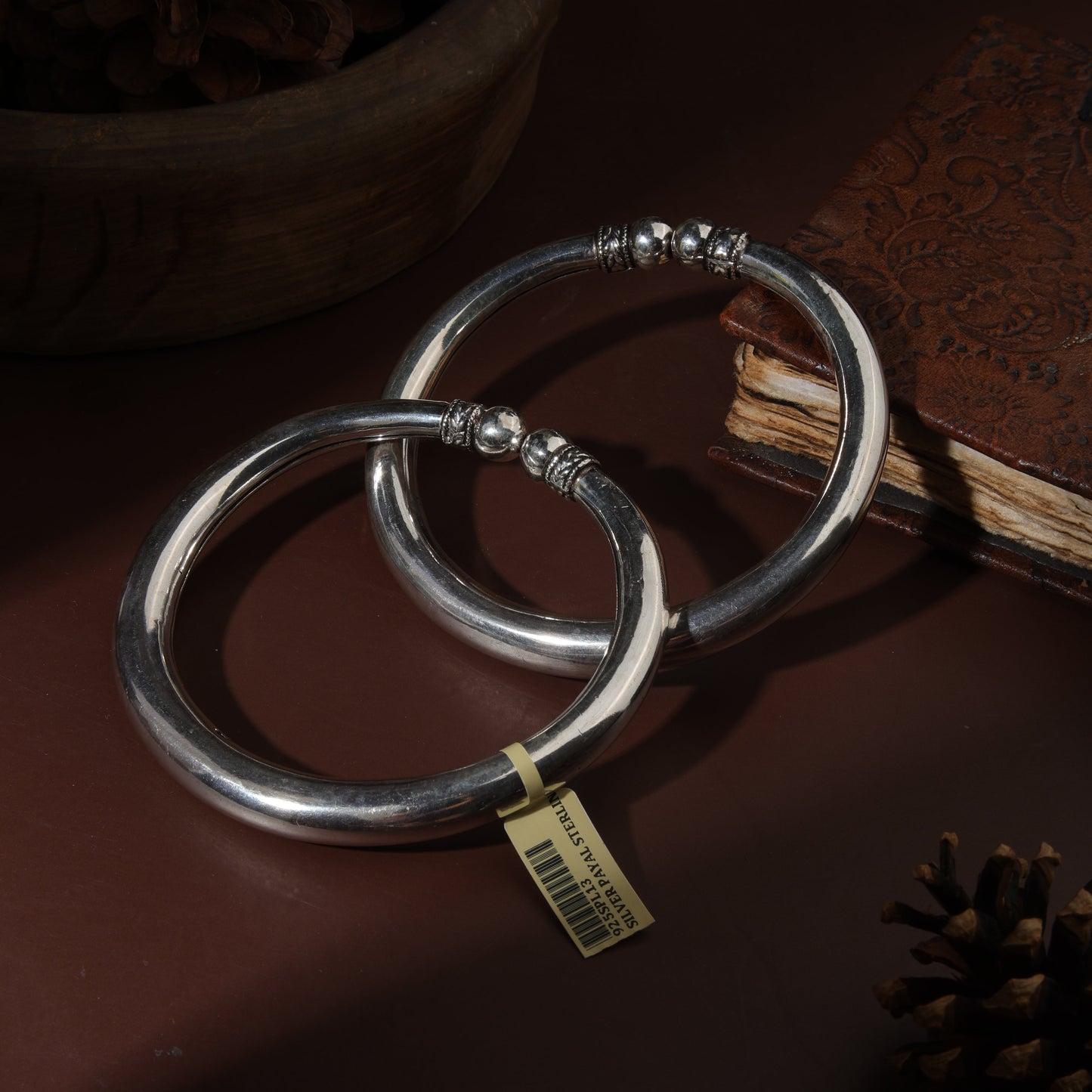 Sterling Silver Hollow Kada  Antique Payal