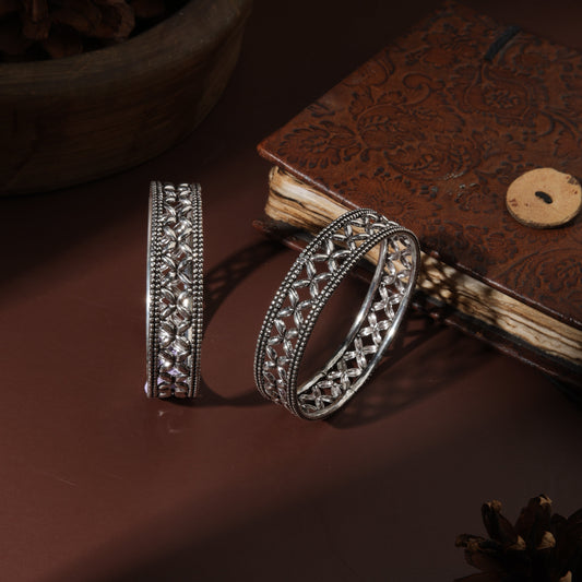 Sterling Silver Square Jaali Kada