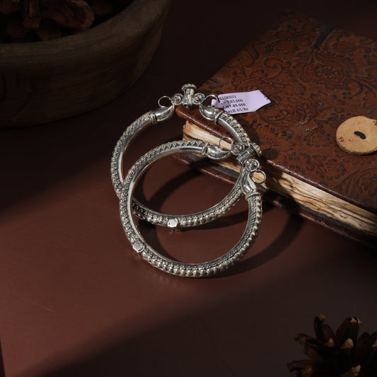 Sterling Silver Antique Elephant Screw Kada