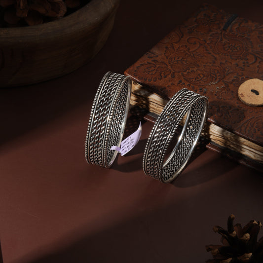 Sterling Silver Antique Tyre Jaali Kada