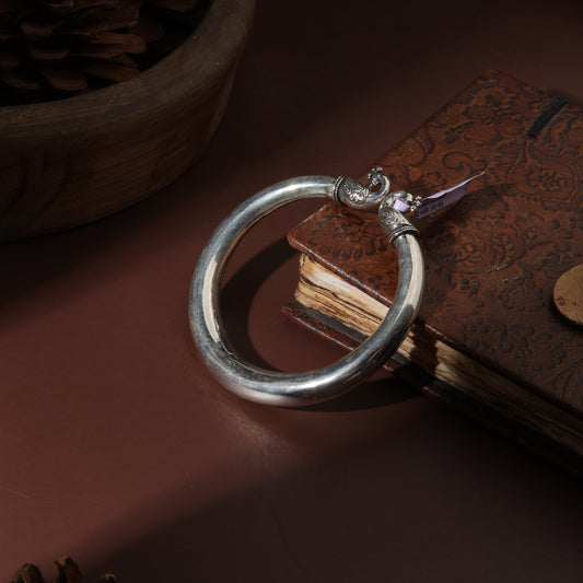 Sterling Silver Antique Peacock Face Open Bracelet