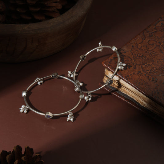 Sterling Silver Basra Moti Bangle Kada