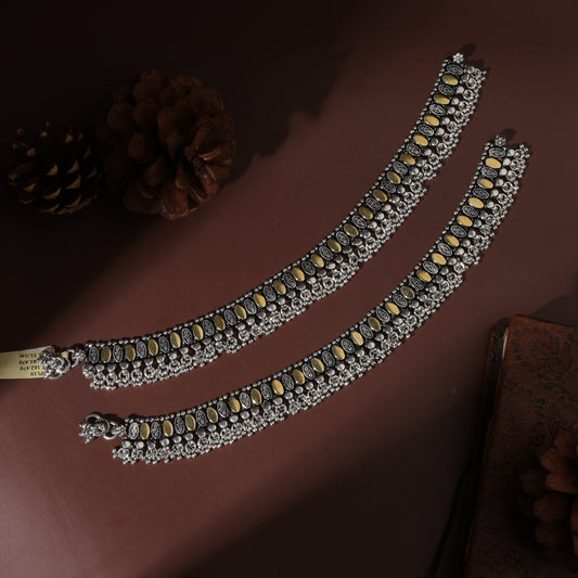 Sterling Silver Golden Oval Ratnagiri Antique Payal