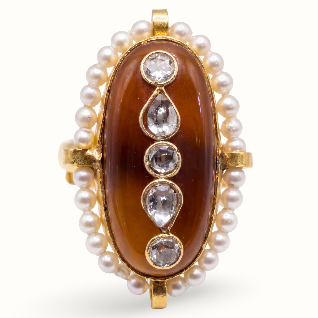 Main Character — Kundan Carnelian Statement Ring in Gold-Plated Silver