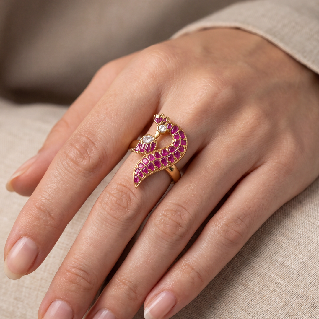 Strutting — Mor Ruby Ring in Gold Plated Silver