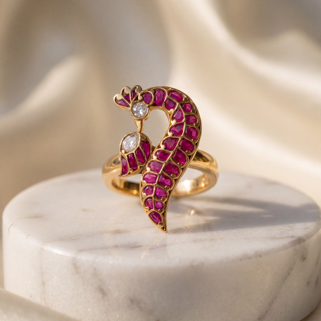 Strutting — Mor Ruby Ring in Gold Plated Silver