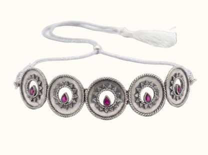 Circle Season — Surya Disc Choker in Oxidised Silver