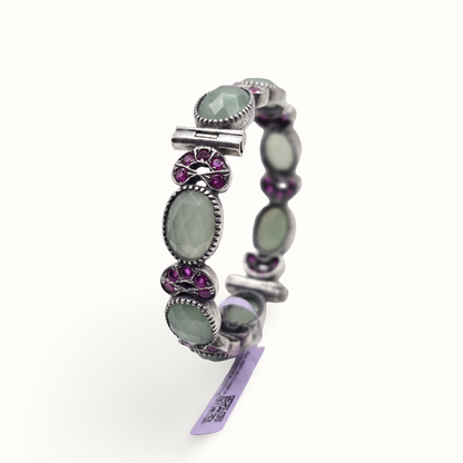 Mint Condition — Panna & Ruby Bangle in Oxidised Silver