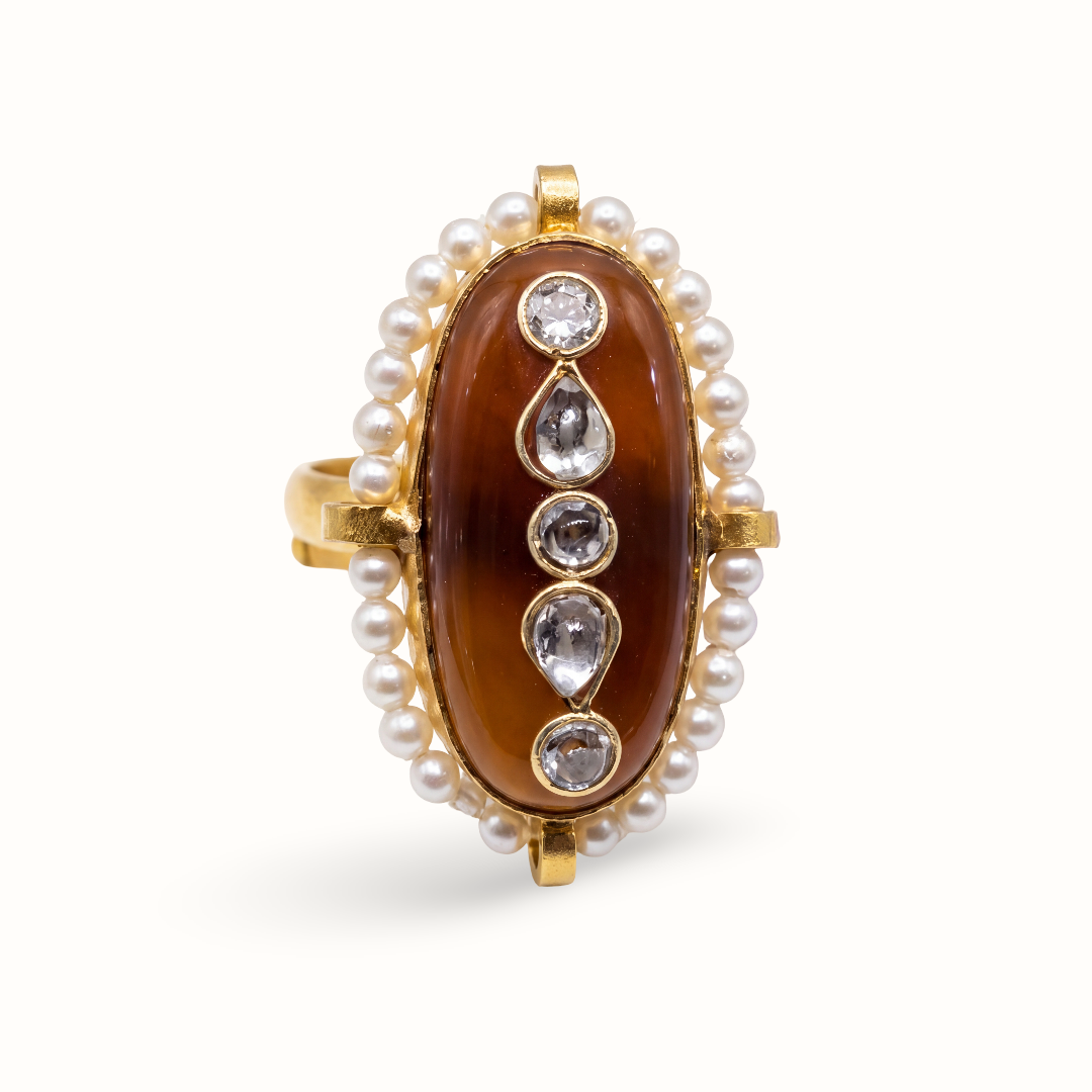 Main Character — Kundan Carnelian Statement Ring in Gold-Plated Silver