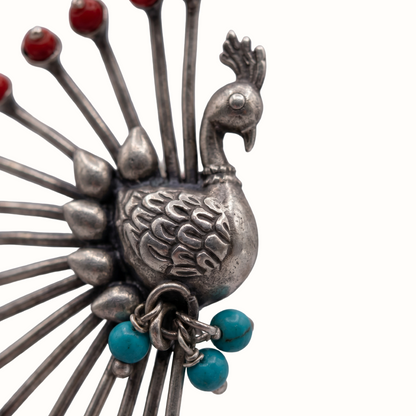 Full Feather — Peacock Ear Cuff in Oxidised Silver