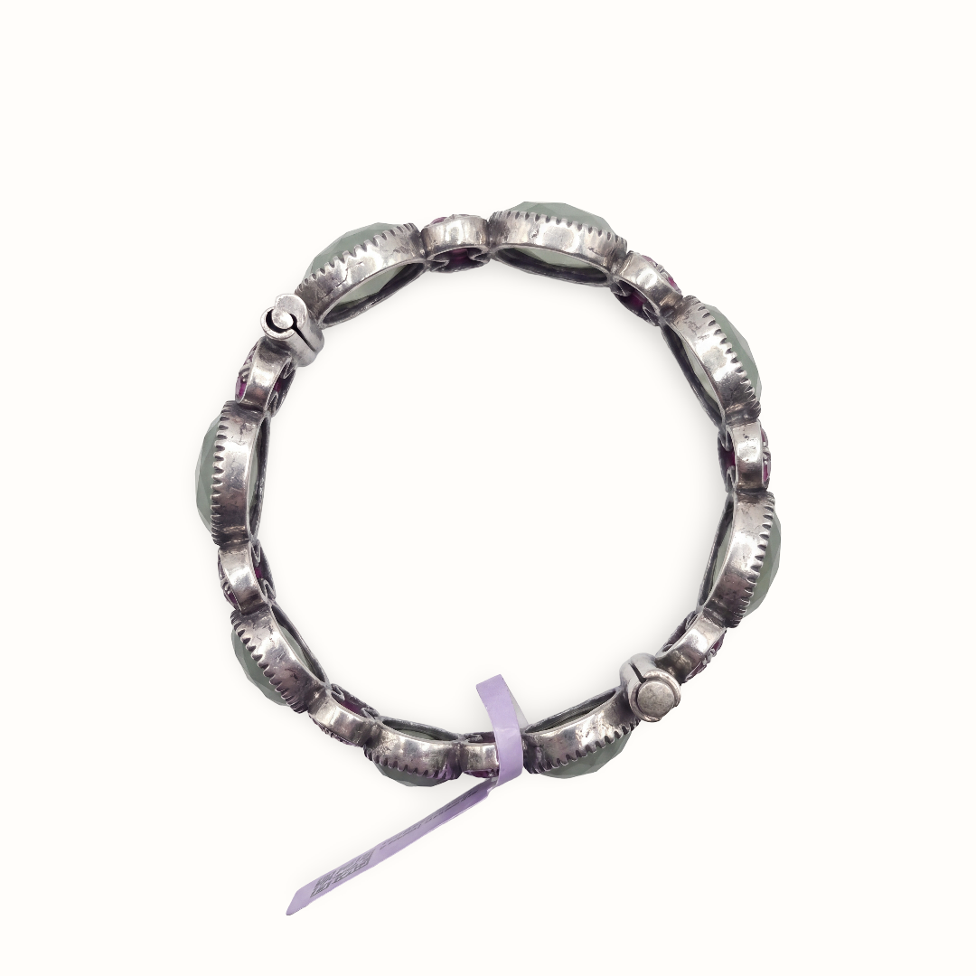 Mint Condition — Panna & Ruby Bangle in Oxidised Silver