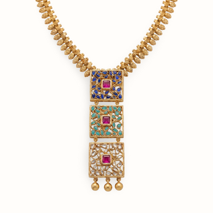 Triple Threat — Jali Kundan Necklace in Gold Plated Silver