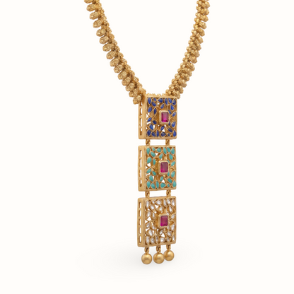 Triple Threat — Jali Kundan Necklace in Gold Plated Silver