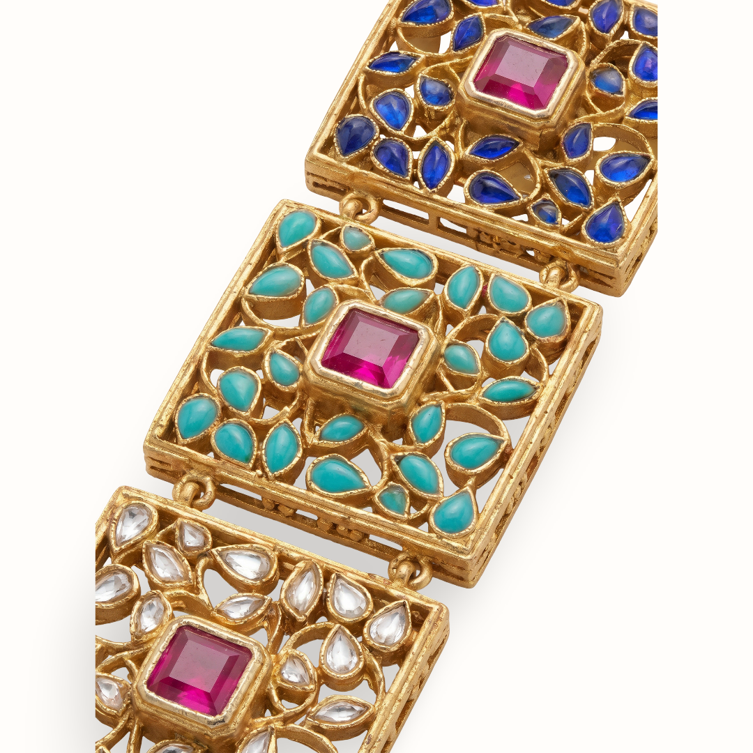 Triple Threat — Jali Kundan Necklace in Gold Plated Silver